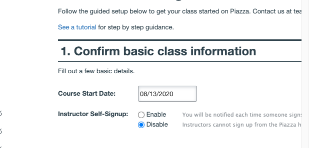 Confirm basic class information details