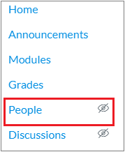 Quercus People tab on Navigation bar