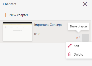 Share, edit, or delete Stream chapters