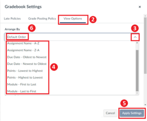 Arrange Gradebook Columns