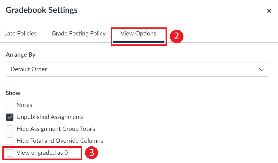 View Ungraded as Zero Setting in Quercus Gradebook