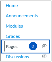 Pages link in the course navigation menu